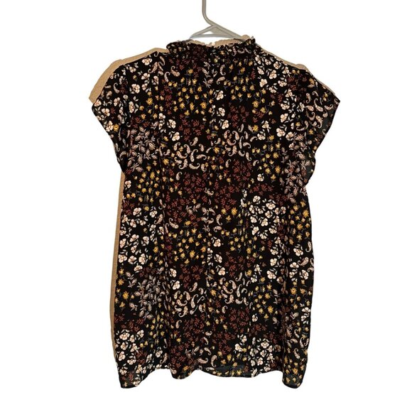 Maurices Women's Floral Print Blouse Black & Yellow XL 100% Polyester Short Slee - Picture 9 of 12